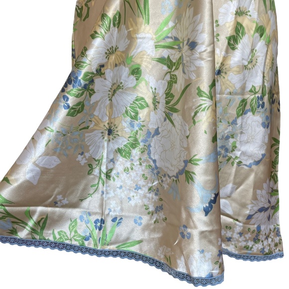 Floral Satin Lace Chemise NEW L Babydoll Daisy Flowers Spaghetti Strap V-neck - Picture 5 of 10